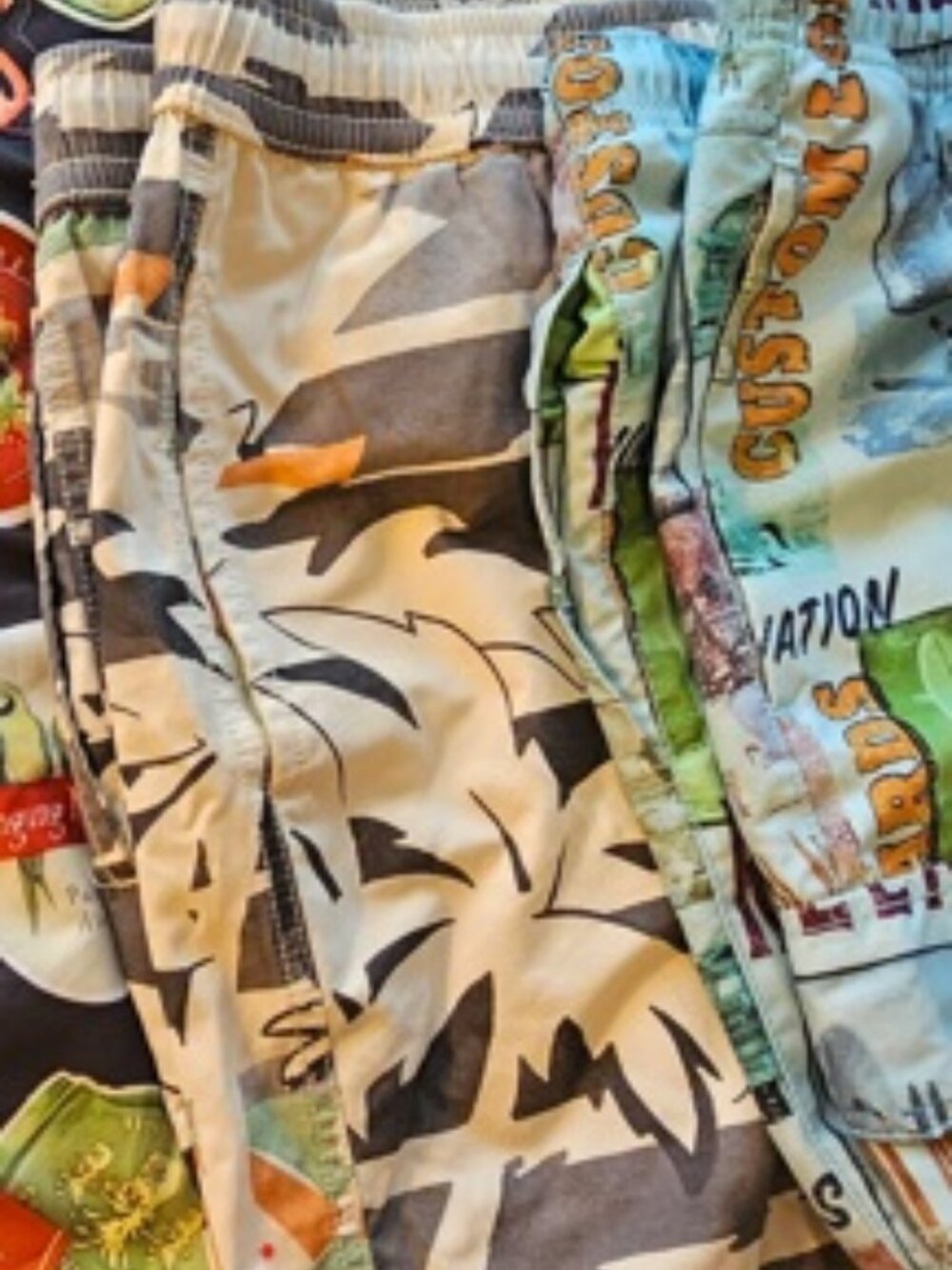 Tommy Bahama Men's Swim Trunks - Ivory, gray, Palm trees - Large